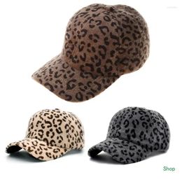 Ball Caps Dropship Women Winter Thicken Fuzzy Plush Baseball Vintage Leopard Print Harajuku Hip Hop Outdoor Sports Trucker