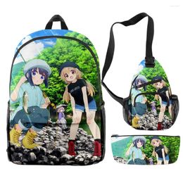 Backpack Harajuku Funny Slow Loop 3D Print 3pcs/Set Pupil School Bags Travel Laptop Chest Bag Pencil Case