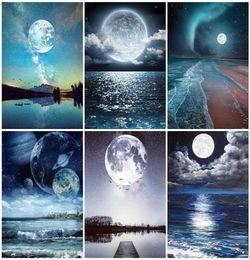 AZQSD Coloring By Numbers DIY Moon Canvas Painting Kits Living Room Home Decor Painting By Numbers Scenery Handpainted Gift9926496