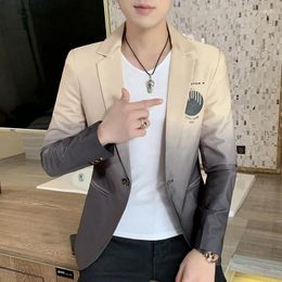 Men's Suits Blazer Fot Men 2024 Spring Male Gradient Suit Jacket Masculino Korean Style Slim Fit Casual Fashion Trend Dress