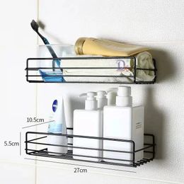 Bathroom Storage Rack Kitchen Organiser Shelf Black Shelves Corner Frame Iron Shower Punch Free Mounted Caddy Rack