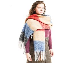 Autumn Winter Braid Tassel Wrap Scarves shawls contrast color scarves neckerchief for women Fashion accessories gift drop ship3045507