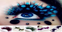 3D False Feather Eyelashes Natural Fake Eye Lashes Strip Eyelashes Colored Eyelash Extensions For Party 6 Colors8091425