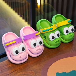 Slipper Summer Children Slippers Cute Cartoon Big Eyes Toe Wrapping Sandals For Boys Girl Toddler Flip Flops Non-Slip Home Kids Shoes Y2405181PJB