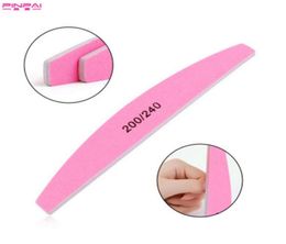 J1 D050 Pro Nail Files Manicure Sanding Buffer Washable Pink Halfround DoubleSide Emery Board 200240 Grit Nail Buffering Tools4924501