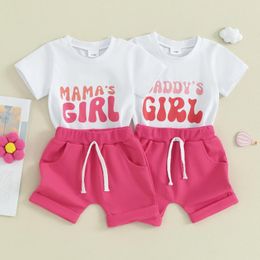 Clothing Sets Summer Infant Baby Girls 2pcs Tracksuits Casual Shorts Toddler Short Sleeve Letter Print Tops Outfit