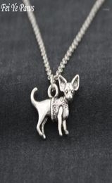 Pendant Necklaces Antique Silver Color Chihuahua Dog Stainless Steel Chain Necklace Boho Animal Chocker Fashion Accessories Jewele9996663
