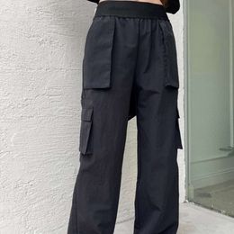 Women's Leggings A24 New High Waisted Workwear Pants, Black Loose Fitting American Street Style a Unique Zippered Waist Design