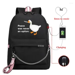 Backpack Kawaii School Bag Travel High College Girls For Students Bookbag Animal Gooses Honk Funny Usb Bags