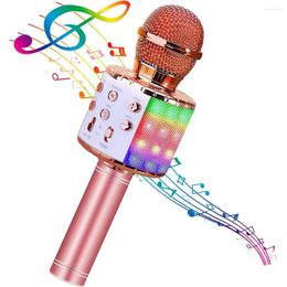 Microphones Kids KTV Music Microphone Wireless Bluetooth Speaker Professional Portable Full Karaoke Voice Changer Sound Recorder