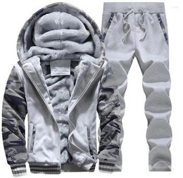 Men039s Tracksuits Large Size M5XL Winter Men Set Plus Velvet Sporting Suit Warm Thickened Sportswear Sweatsuit Two Piece Outf1388338