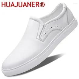 Casual Shoes Genuine Leather Mens Slip On High Quality Men's Cow Luxury White Breathable Sneakers Men