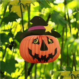 Other Festive Party Supplies Halloween Pumpkin Lamp Ghost Festival Decoration Props Ceiling Creative Folding Paper Lantern P110 Dro Dhhft