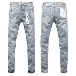 Designer jeans Purple Brand Men's Jeans Wrinkled Grey Fashion Pants Mens Purple Jeans Streetwear Ripped Long Pants