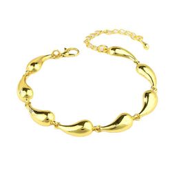 Designer Brand TFF Water Droplet Shape Smooth Face Ethnic Style Simple Gold Independent Packaging Womens Bracelet Kuajing Small Jewellery