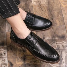 Casual Shoes Men Leather Oxfords Lace-up Business Man Italian Design Mans Leisure Dress Derby Footwear Big Size 38-47