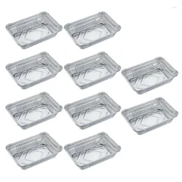 Take Out Containers Q1JB Pack Of 10 Aluminum Foils Tray Disposables Takeaway Container Convenient Storage Box Practical Bakings Pans