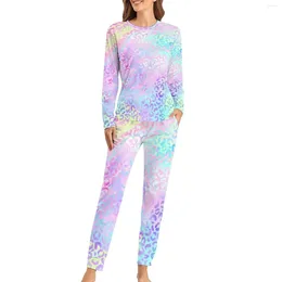 Women's Sleepwear Abstract Leopard Pyjamas Spring Rainbow Print Room Oversized Home Suit Woman Long Sleeve Graphic Fashion Pyjama Sets