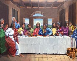 Framed Black African American Last Supper Jesus Christ Art High Quality Hand Painted oil painting On canvas Multi sizes Fm0021281036