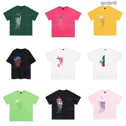 Tshirts Men t Shirt Mens Designer Summer Pink Young Thug Women Quality Foaming Printing Web Pattern Tshirt Fashion Top Lux 7SUX