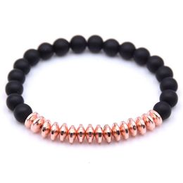 Beaded 10Pc/Set Natural Black Matte Mala 8Mm Stone Beads Bracelet Gifts For Men Women Handmade Jewelry Drop Delivery Bracelets Dhtz4