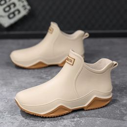 Fashion Couples Outdoor Rain Boots Men High Top Hiking Fishing Water Shoes Anti-slip Chef Work Ankle Boots Waterproof Shoes 240514