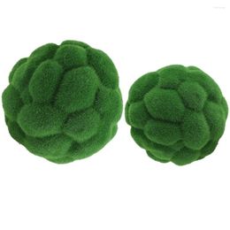 Decorative Flowers 2 Pcs Moss Ball Faux Plants Decorations Balls Bowl Topiary Foam Glass Green Planters