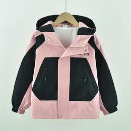 Jackets 2024 Baby Girl Autumn Outdoor Children Jacket Zipper Hooded Warm Windproof Kids Outerwear Polyester Breathable Kid Clothes