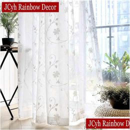 Curtain Korean White Embroidered Voile Forroom Window Living Room Sheer Blinds Custom Made Drapes 240115 Drop Delivery Home Garden Tex Dhbfn