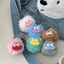 Keychains Cute Sausage Mouth Hair Ball Funny Plush Doll Pendant Key Ring Charms Backpack Car Decor Bag Accessories Gifts