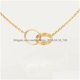 Pendant Necklaces Heart Necklace Sier Designer Mossanite Jewelrys Plated Gold Titanium Steel Double Rings Tennis Gift Wholesale Hight Otbep