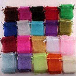 100pcs white Royal blue pink Etc 20-color Organza Gift Bags 7x9cm With Drawstring Wedding Party Christmas Favor Gift Bags 2748