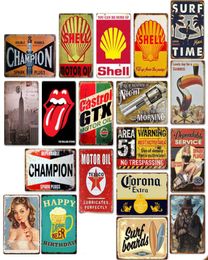 Tin Sign 92 Different 2030cm Metal Tin Sign Bar Pub Decorative Metal Sign Retro Metal Plate Mural Cowboy Beach Beer Gun9001401