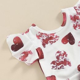 Clothing Sets Baby Girls Valentines Day Outfit Heart Print Crop Top Backless Ruffle Sleeveless Tops Shorts Born Bloomers Set