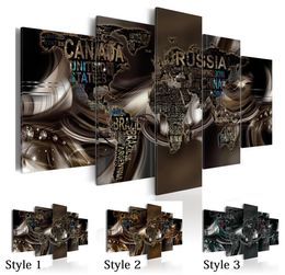 Fashion Wall Art Canvas Painting 5 Pieces Brown Diamond Abstract Letter Word Map Modern Home DecorationChoose Colour And Size No F6173826