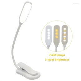 Table Lamps USB Rechargeable Adjustable LED Book Light With Goosenecks Clip 7 LEDs Flexible Night Reading Desk Lamp Read