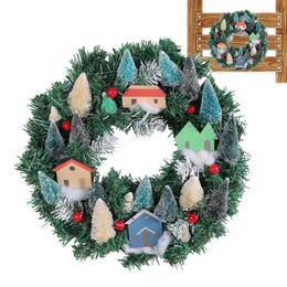 Decorative Flowers Christmas Wreath With Lights Theme Pinecone House Model Garland Home Decor Accents For Front Door