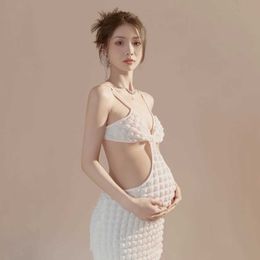 Maternity Dresses Sexy Elgant Hollow Out Prom Dresses For Maternity Women Backless Slips Maxi Bodycorn Party Dress Pregnant Women Photography Prop H240518