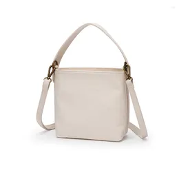 Evening Bags Canvas Bucket Bag 2024 Trendy Simple Shoulder Messenger Lady Temperament Handbag
