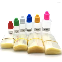 Storage Bottles 200Pcs Clear PVC Shrink Wrap Film Tube For 5ml 10ml 15ml 20ml 30ml 50ml Plastic Bottle Dropper Heat