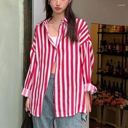 Women's Blouses Office Lady Fashion Streetwear Clothing 2024 Red Casual Shirts Spring Autumn Thin Turn-down Collar Tops Ladies