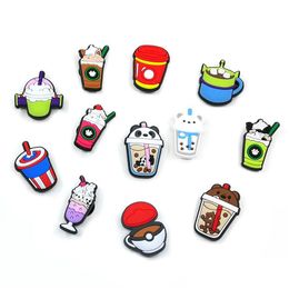Charms Moq 100Pcs Tea With Milk Coffee Cup Cute Cartoon Pattern Clog Charms 2D Soft Rubber Lovely Shoe Accessories Shoes Buckles Charm Dhf1A