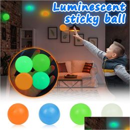 Decompression Toy 4.5Cm Luminous Balls High Bounce Glowing Ball Sticky Wall Home Party Decoration Kids Gift Anxiety Glow In The Dark Dhsio