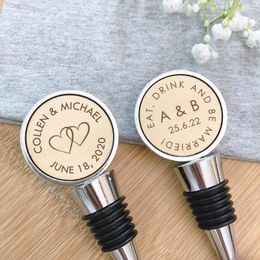 Party Favor Personalized Wine Bottle Stopper Wedding Anniversary Gift Custom Plug Favors Engagement Gifts 50pcs