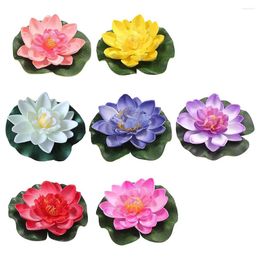 Decorative Flowers 7pcs Artificial Water Lilies Simulation Pond Plants Floating For Patio Pool Aquarium Home Garden Wedding Party