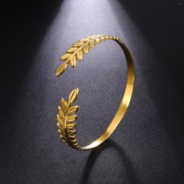 Bangle Amaxer Olive Leaves Branch Stainless Steel Bracelet For Women Girl Exquisite Bangles Valentine's Day Jewelry Friend Gift