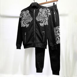 Philipp Plain Two Piece Set Men's Tracksuits Autumn Winter Luxury Brand PP Skulls High Quality Zipper Cardigan Rhinestone Sweatshirt Pants Casual Black Jogger Suit