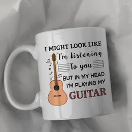 Mugs Creative Guitar Patterned Coffee Mug 11oz / 330ml Ceramic Perfect For Christmas Anniversary Gifts Friends And Family