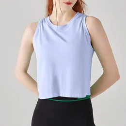 Women's Tanks Casual Camis Solid Colour Loose Vests Basic Cotton T Shirt Trendy Tube Tank Tops Female Sports Short Undershirt