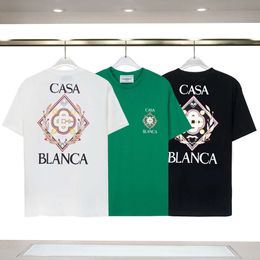 Rgf9 Casablanca Men's T-shirts American Fashion Brand Pure Cotton Double Yarn Printed T-shirt with Short Sleeves for Men Designer Casa Blanca